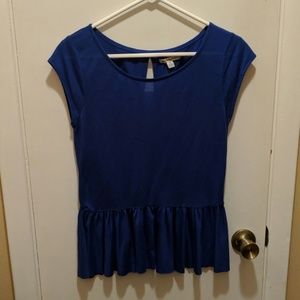 Cap sleeve peplum shirt